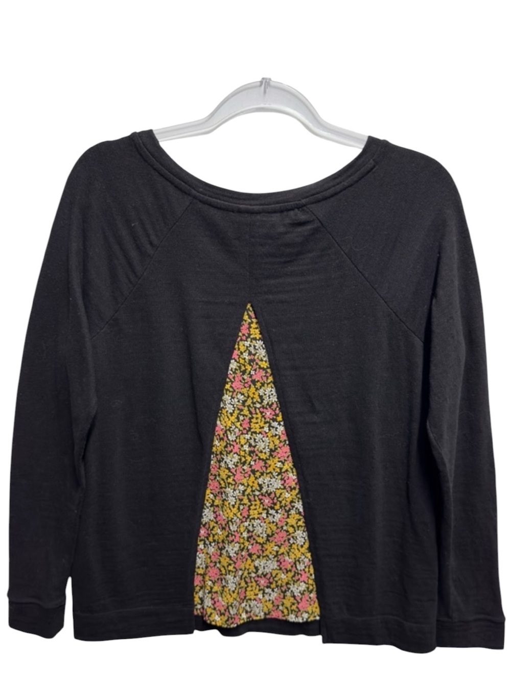 Pure Cotton Knit Sweatshirt Top Sweater Pullover Layered Chiffon Floral Daisy